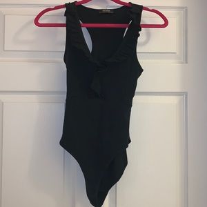 Black Zara Ruffle Bodysuit